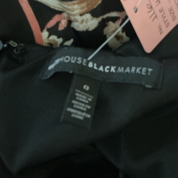 White House Black Market Black Velvet Bodice Floral Handkerchief Hem Dress - Picture 13 of 13